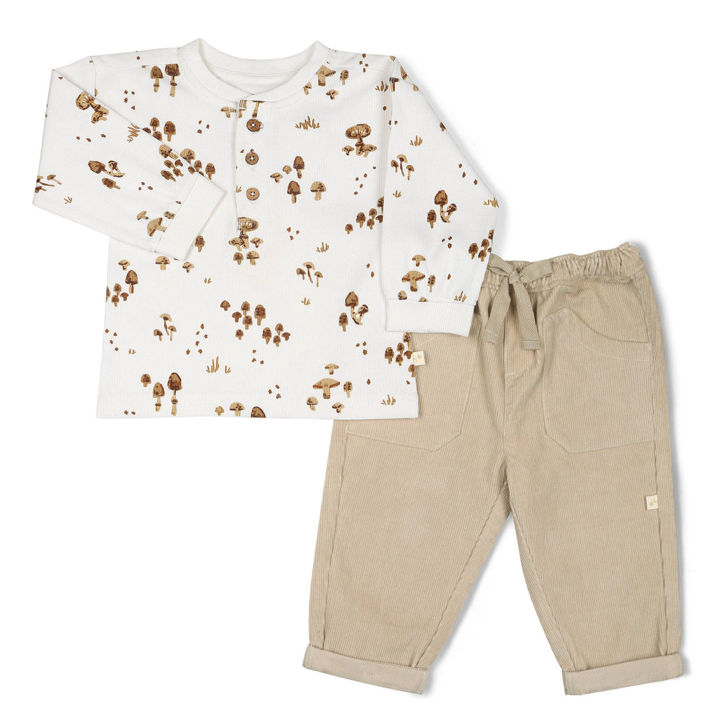 Organic Tee and Corduroy Pant Set | Oat