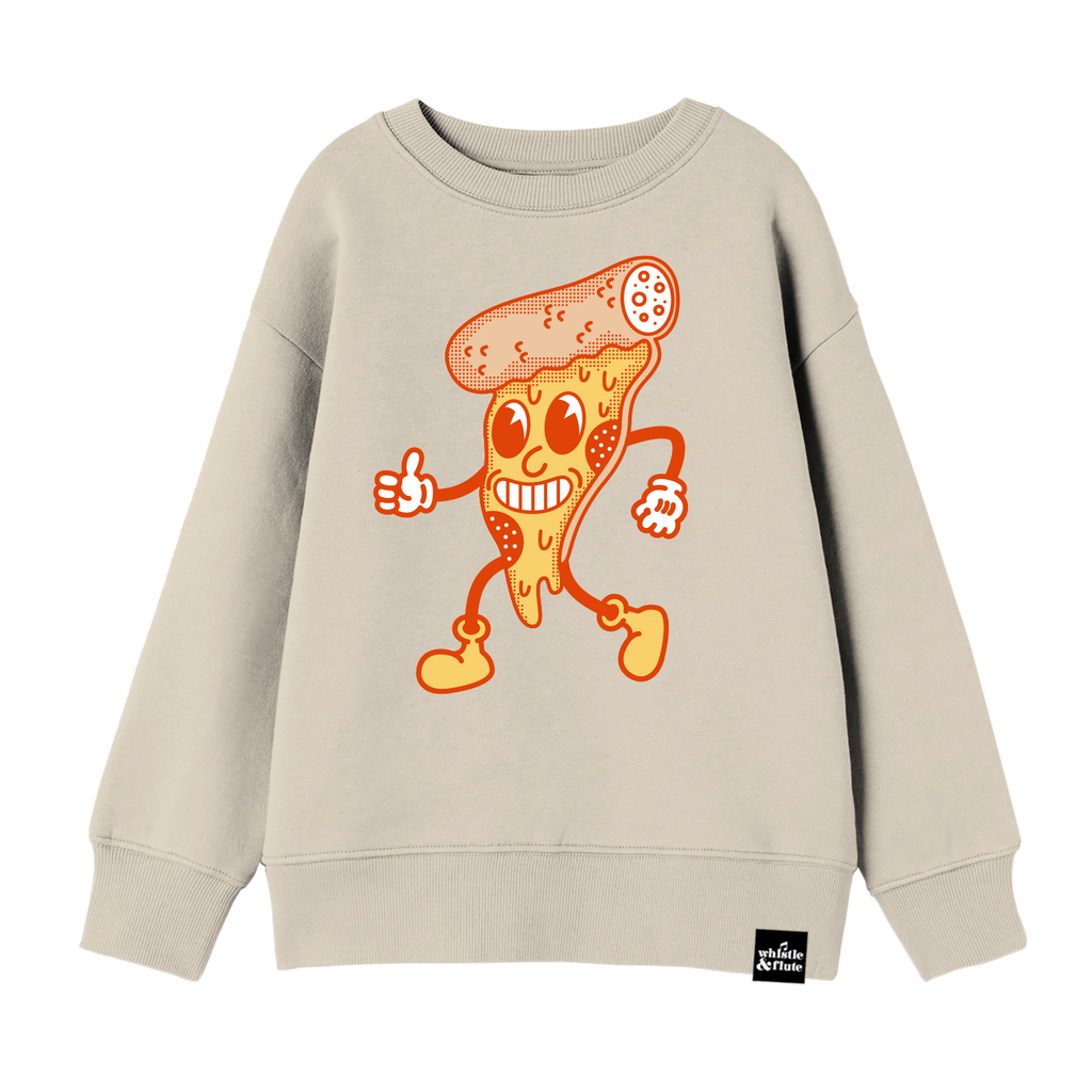 Toddlers and Kids Old Timey Pizza Sweatshirt | Grey