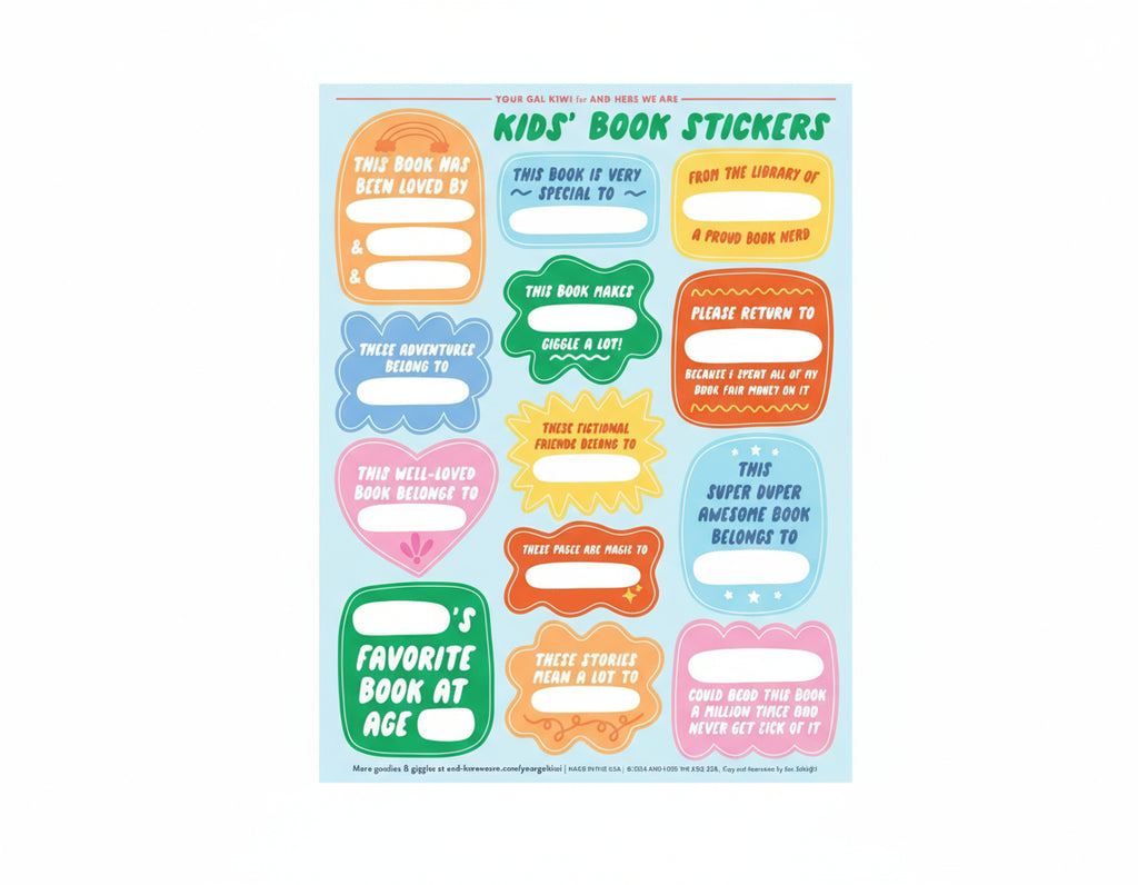 Kids' Book Plate Sticker Sheets