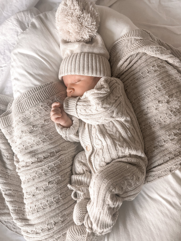 Baby Classic Cable Knit Jumpsuit | Natural
