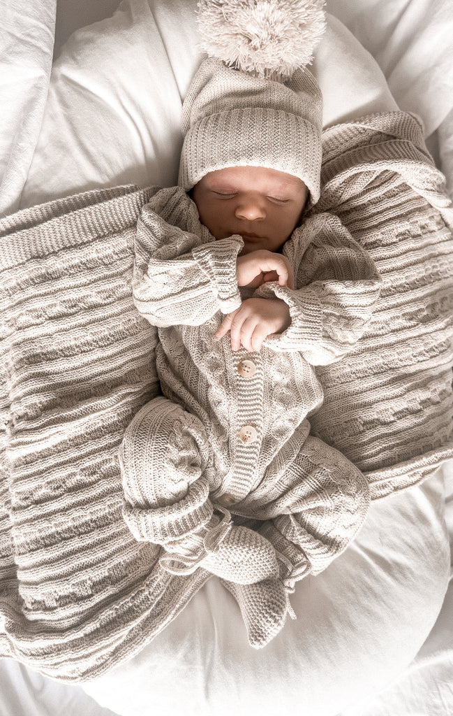 Baby Classic Cable Knit Jumpsuit | Natural