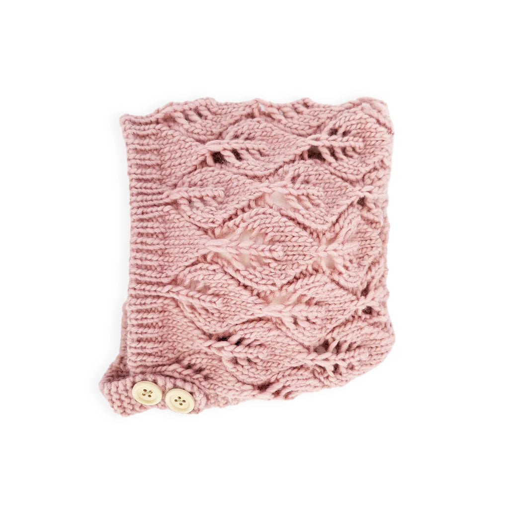 Leaf Lace Hand Knit Bonnet Rosy Pink
