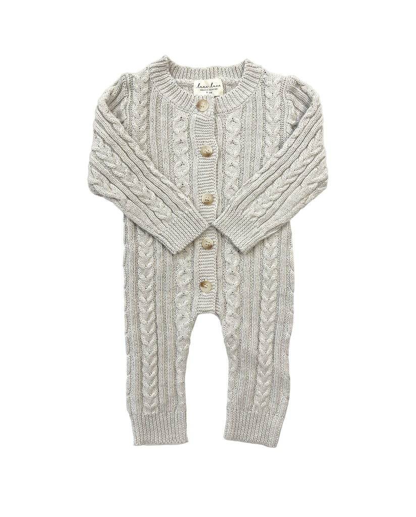Baby Classic Cable Knit Jumpsuit | Natural