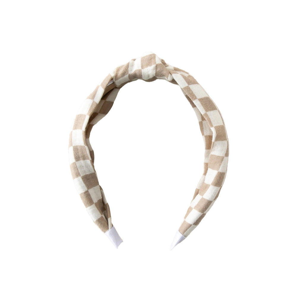 Knotted Headband | Checkerboard - Tan