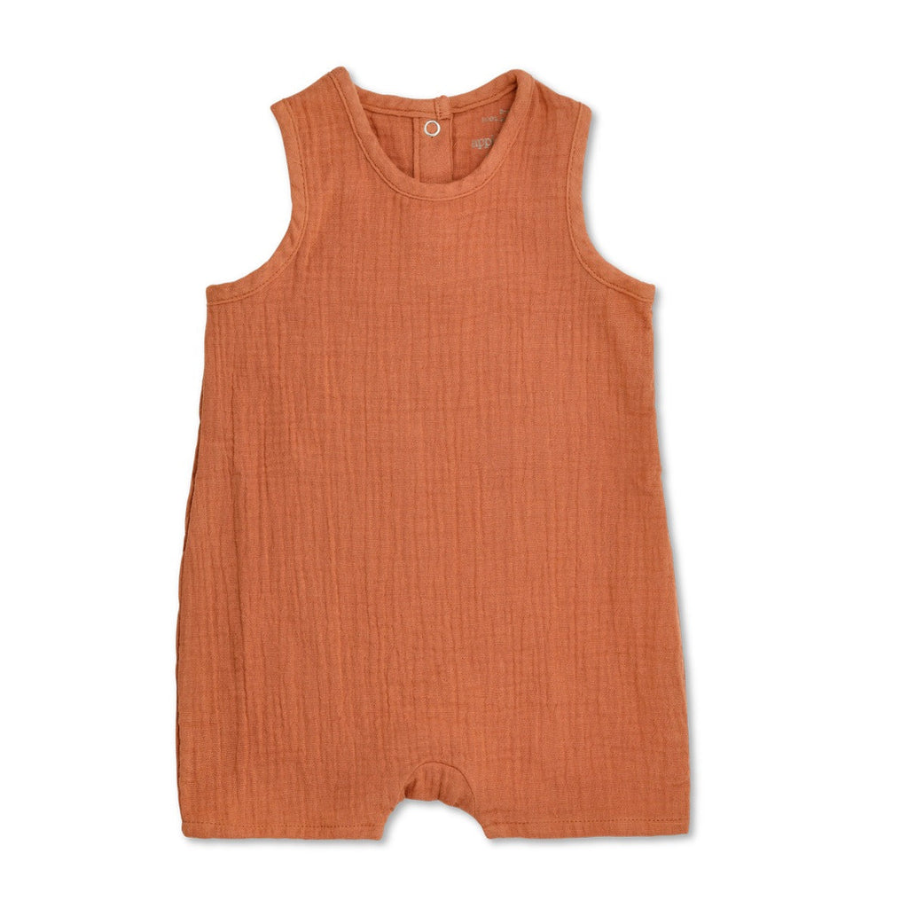 Baby Muslin Sleeveless Coverall | Rust