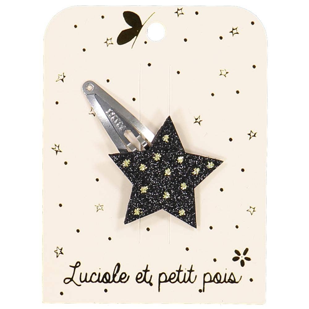 Star hair clip - Black glitter