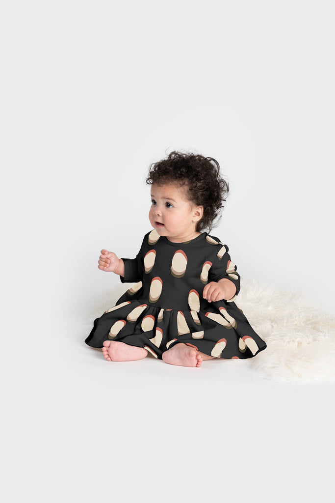 Baby Drop Waist Terry Dress | Black OM563