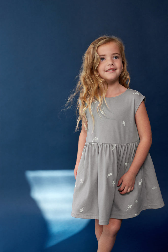 Fit & Flare Jersey Dress in Grey for Kids OMAMImini Fit & Flare Jersey Dress in Grey for Kids OMAMImini