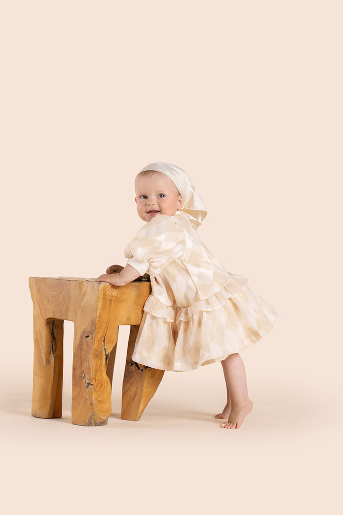 Baby Terry and Organza Dress l Beige OM644