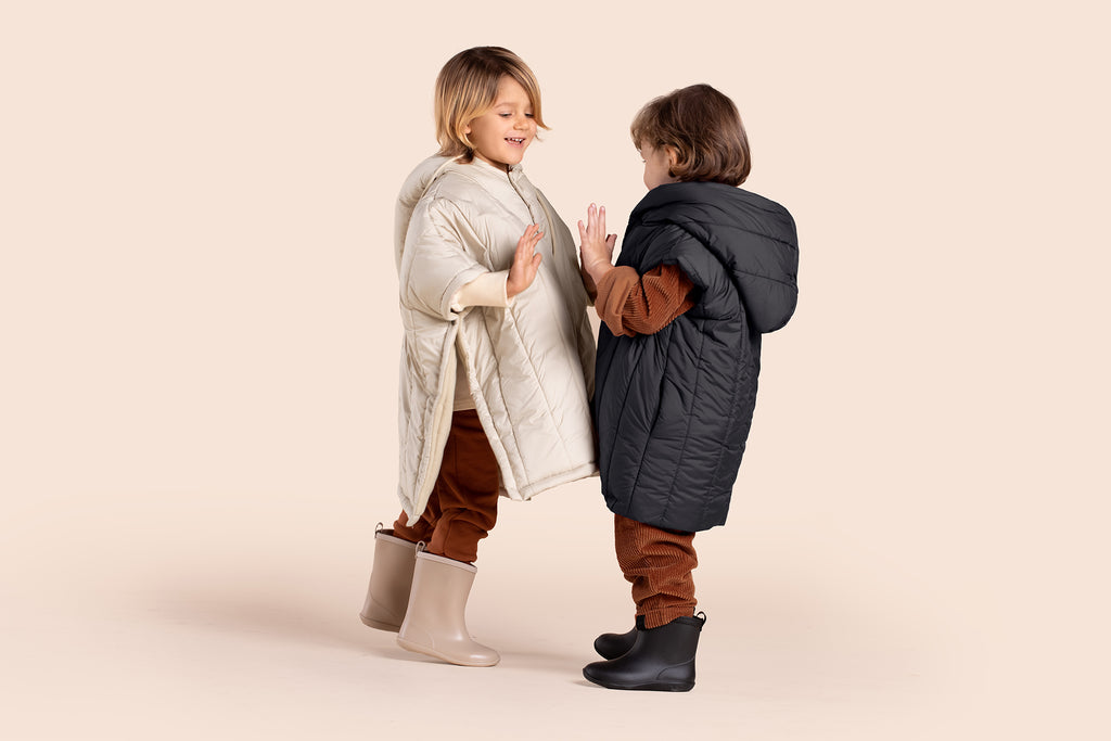 Kids Quilted Nylon Poncho l Rust OM633