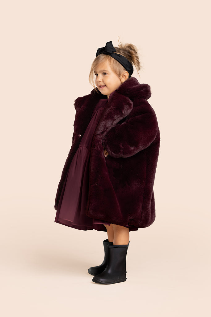 Girls Special Occasion Layered Organza Dress l Maroon OM620