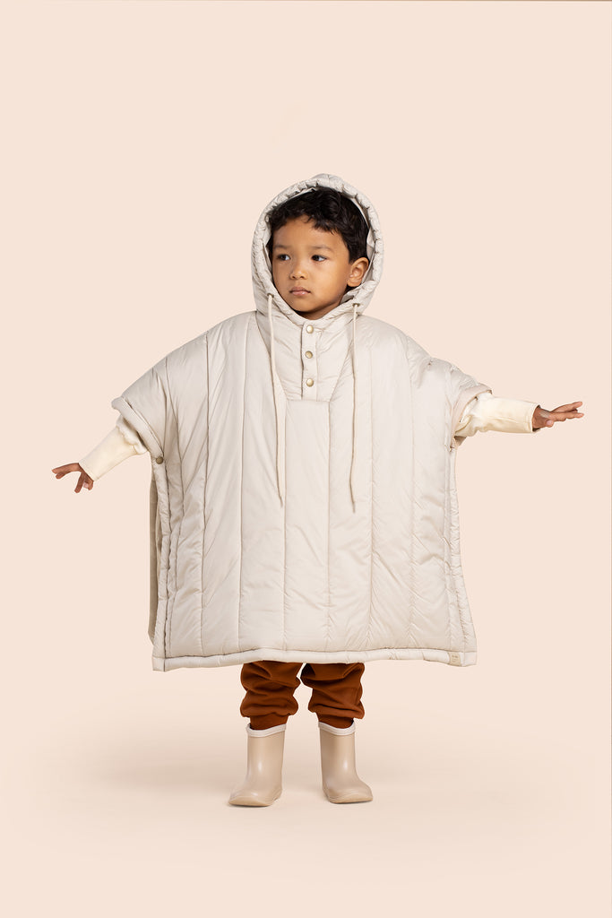 Kids Quilted Poncho l Beige OM633 – OMAMImini