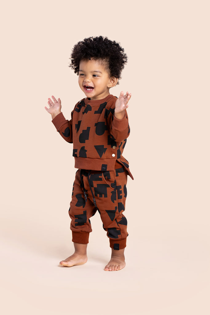 Baby Terry Joggers with Print l Rust OM650B
