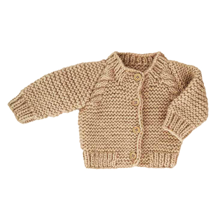 Latte Garter Stitch Cardigan Sweater