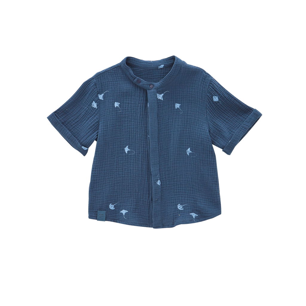 Gauze Button Up Shirt | Navy OM588B