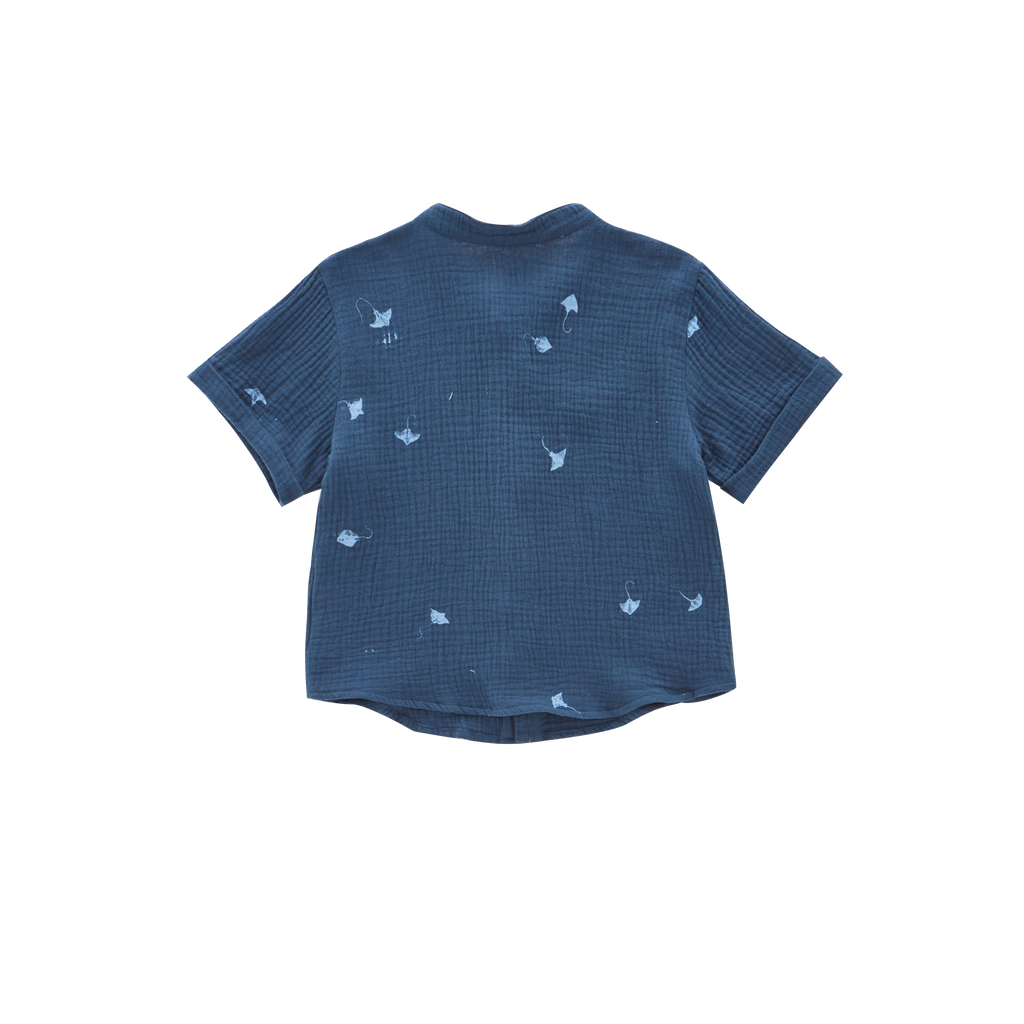 Gauze Button Up Shirt | Navy OM588B