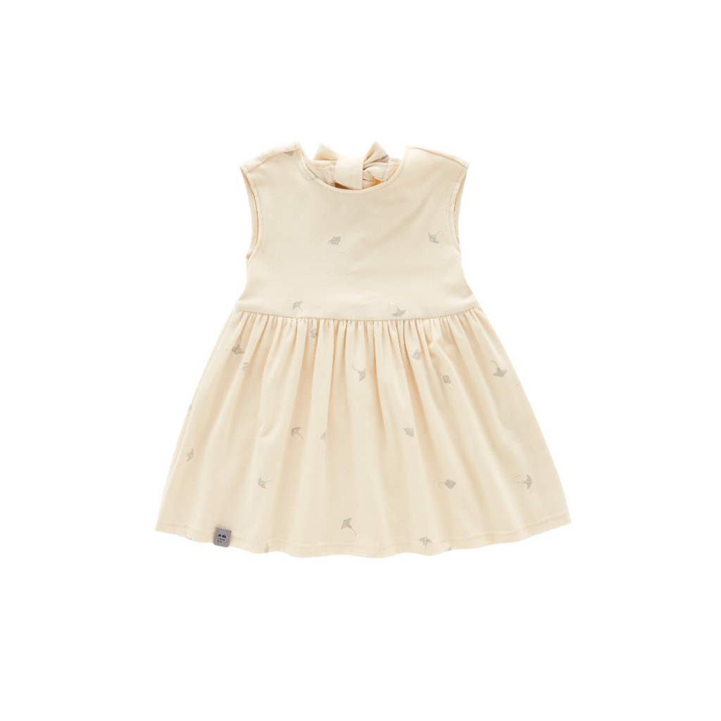 Fit & Flare Jersey Dress in Cream for Kids OMAMImini Fit & Flare Jersey Dress in Cream for Kids OMAMImini