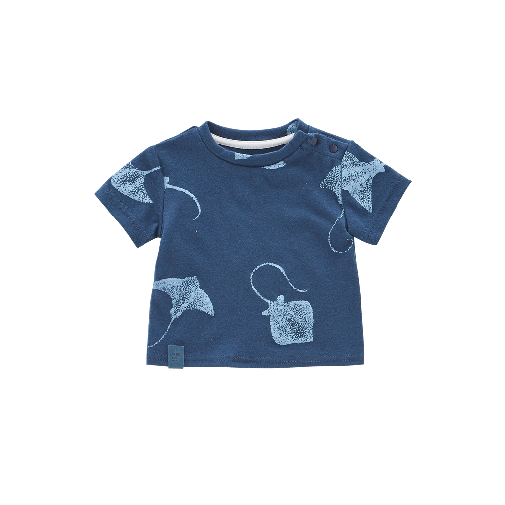 Boxy T-Shirt with All Over Print | Navy OM586