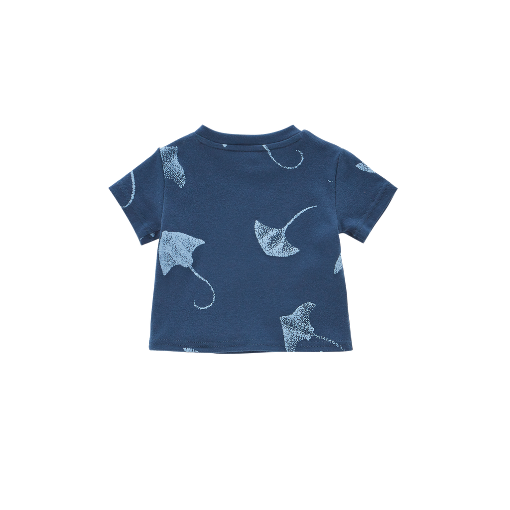 Boxy T-Shirt with All Over Print | Navy OM586