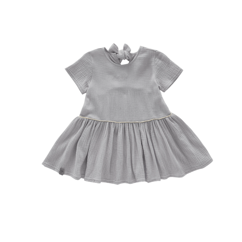 Hi-Low Drop Waist Dress for Girls in Light Grey OMAMImini Hi-Low Drop Waist Dress for Girls in Light Grey OMAMImini