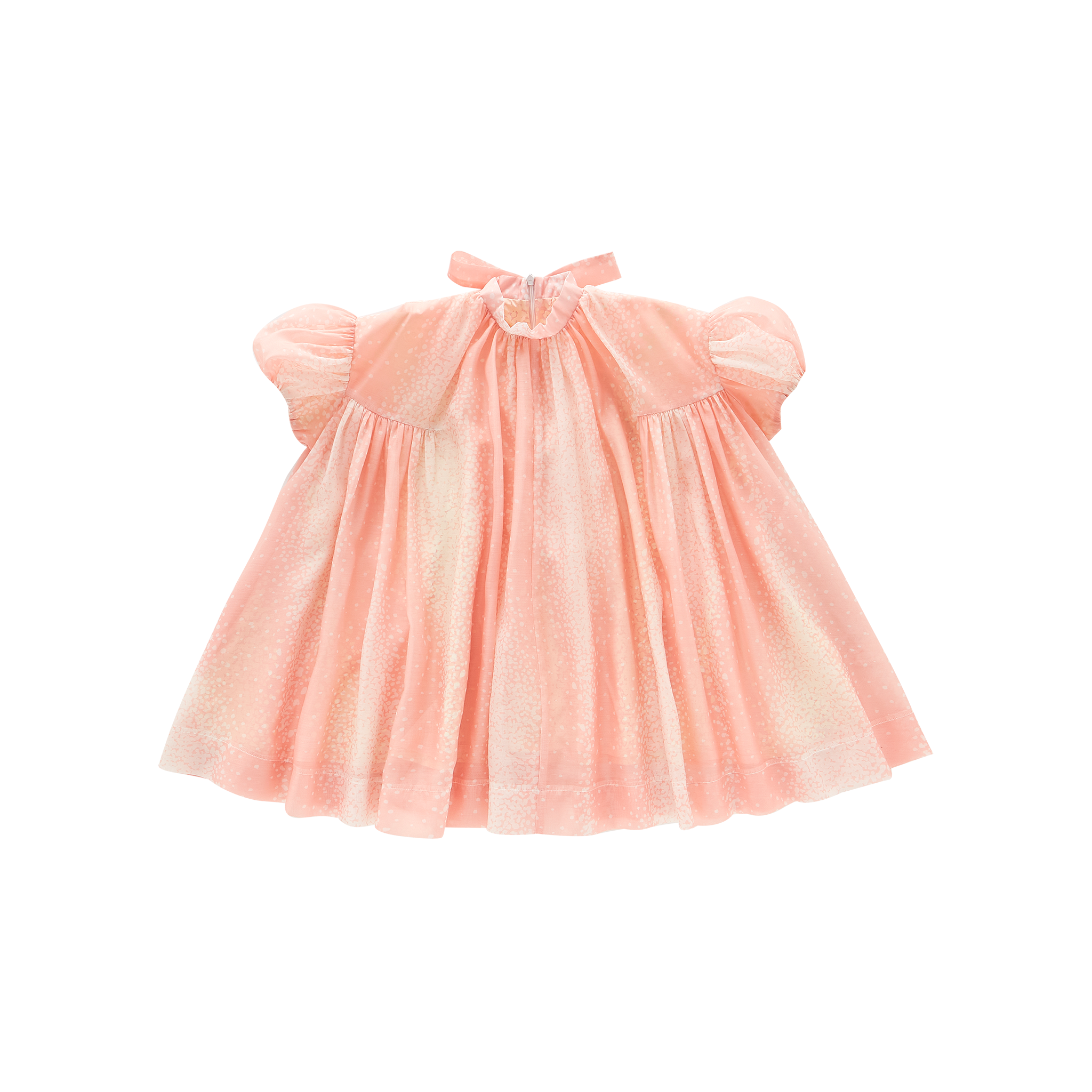 open lace back dress Tent Dress for Kids in Pink with Puff Sleeves – OMAMImini