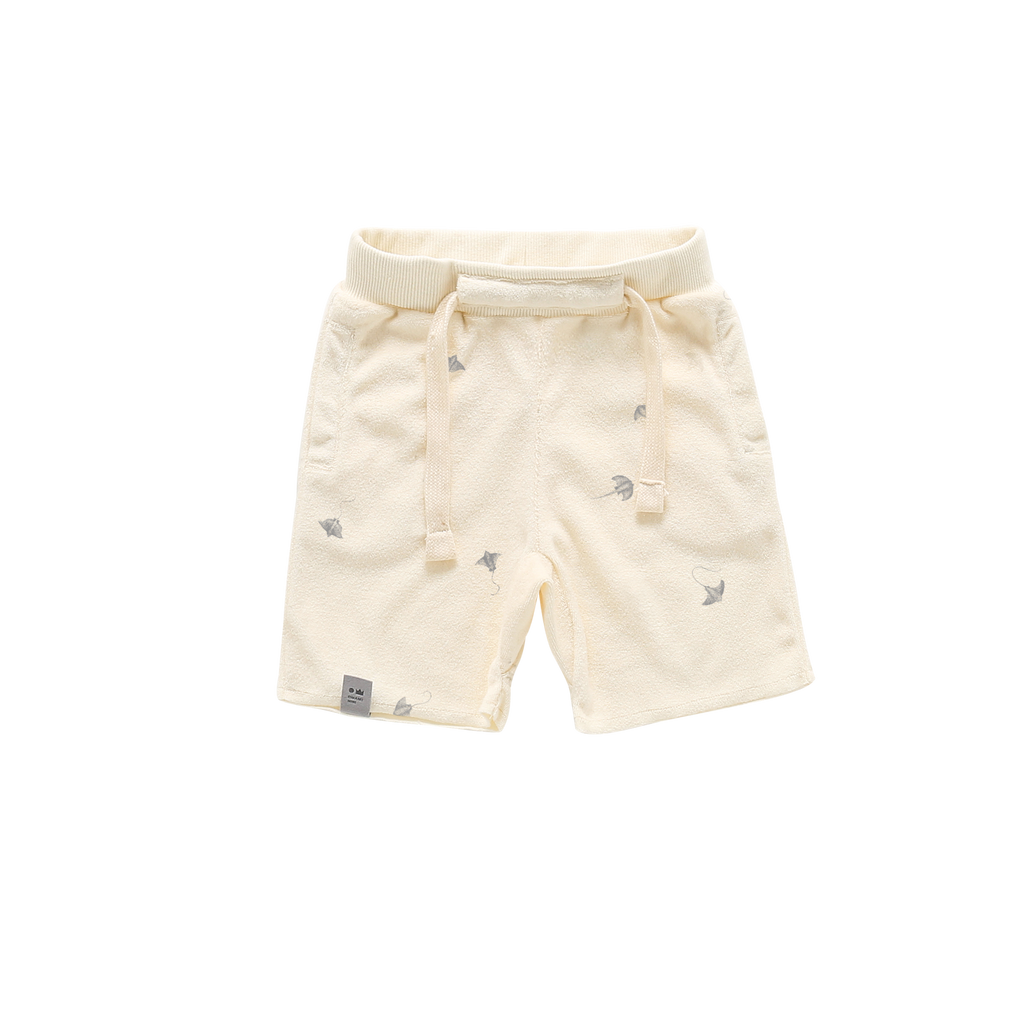 Terry Shorts with Print | Cream OM594