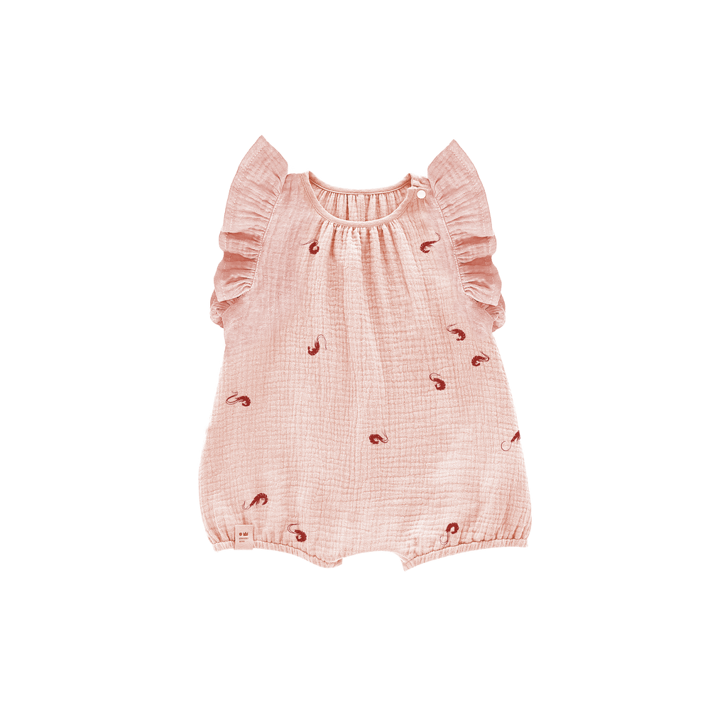 Gauze Bubble Romper with Print | Pink OM605A