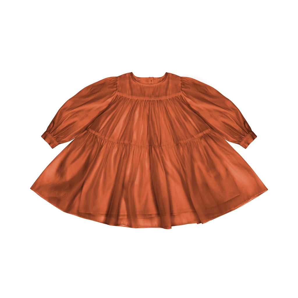 Girls Special Occasion Layered Organza Dress l Rust OM620