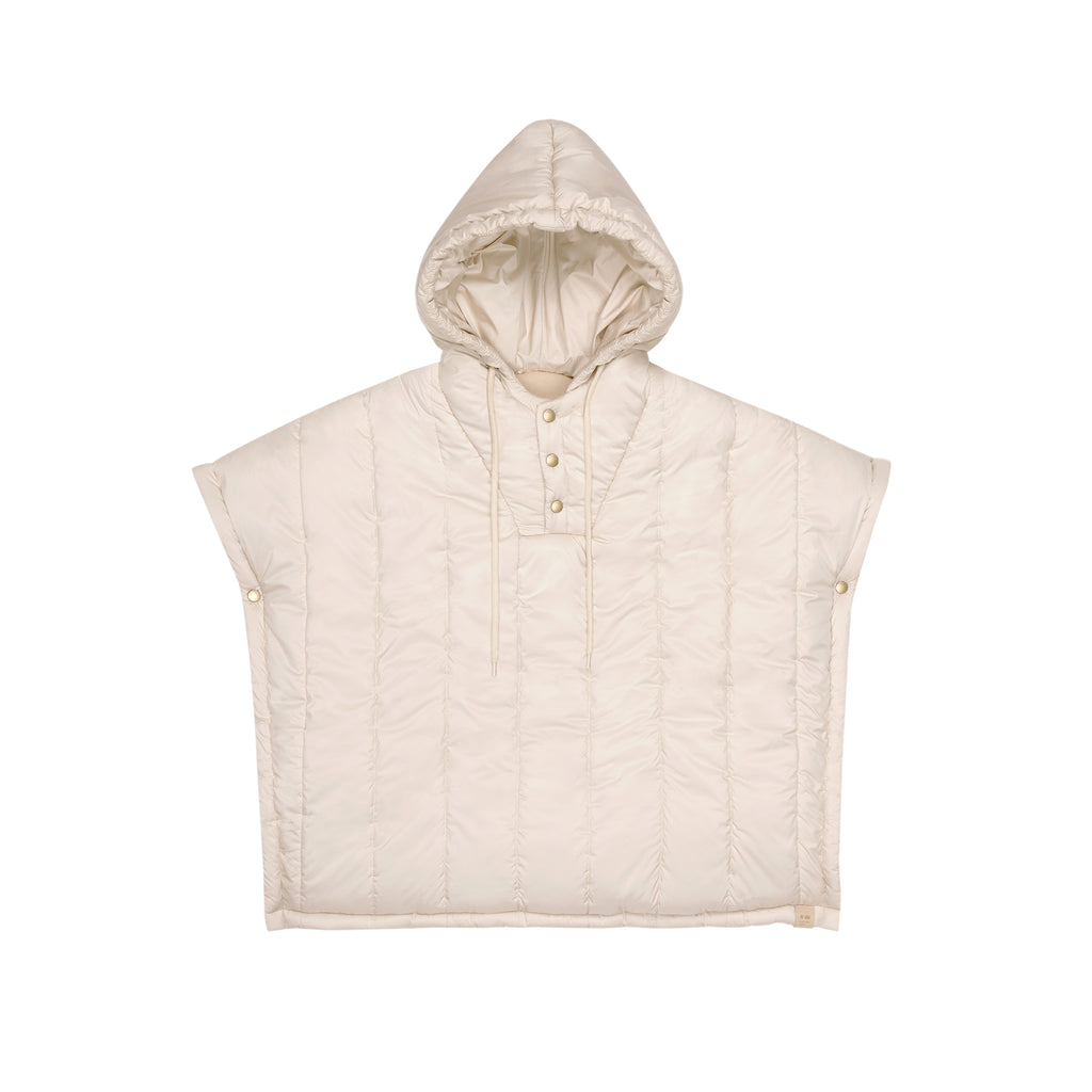 Kids Quilted Nylon Poncho l Beige OM633