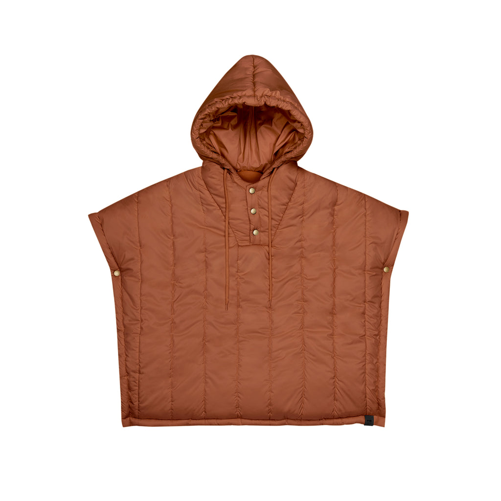 Kids Quilted Nylon Poncho l Rust OM633