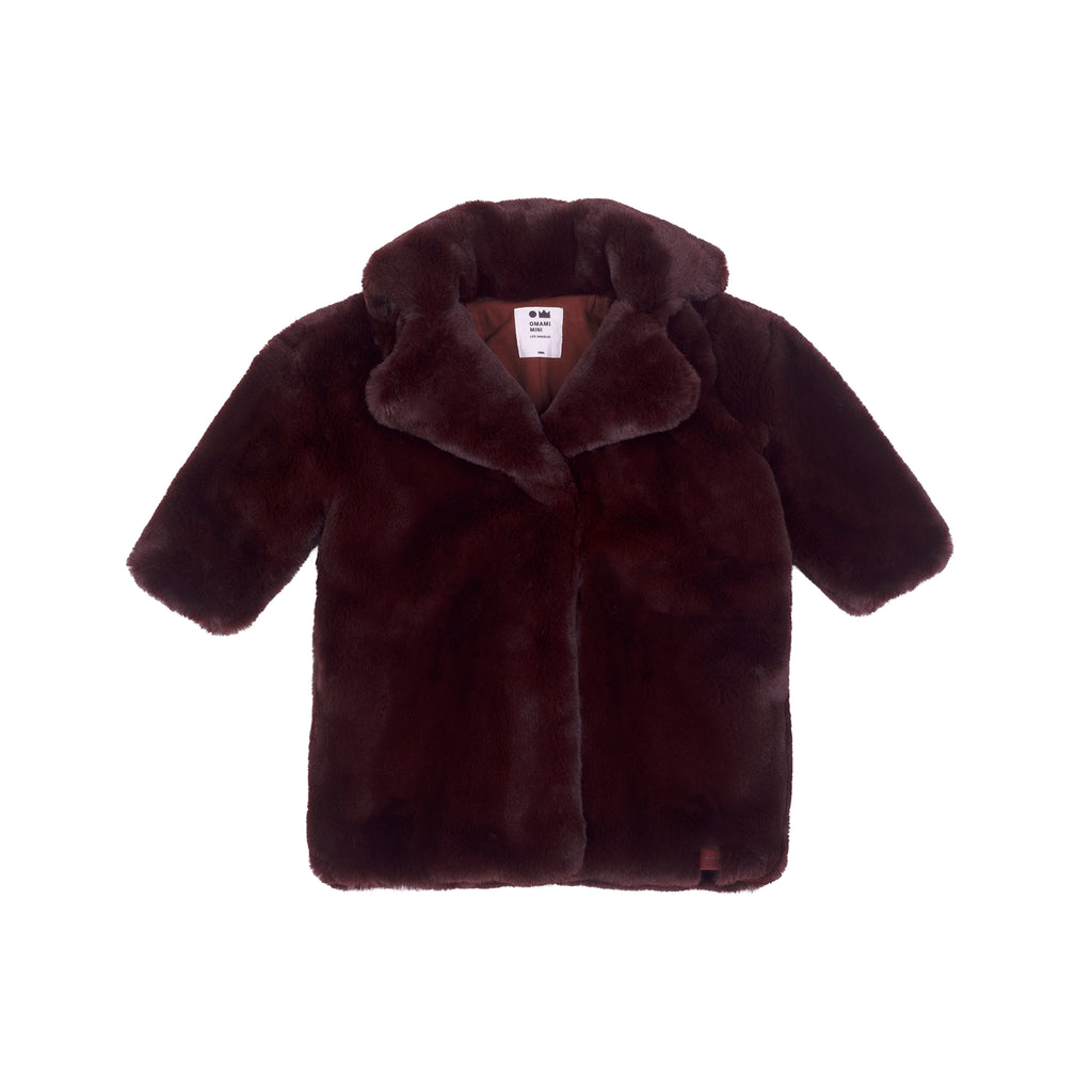 Kids Faux Fur Coat l Maroon OM635