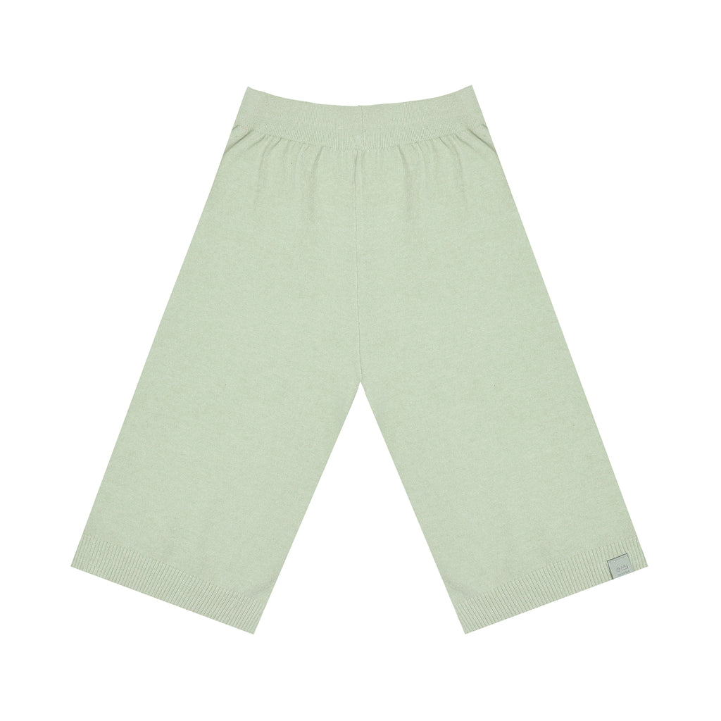 Kids Wide Pull-On Pants in Mint Brushed Knit l OM681