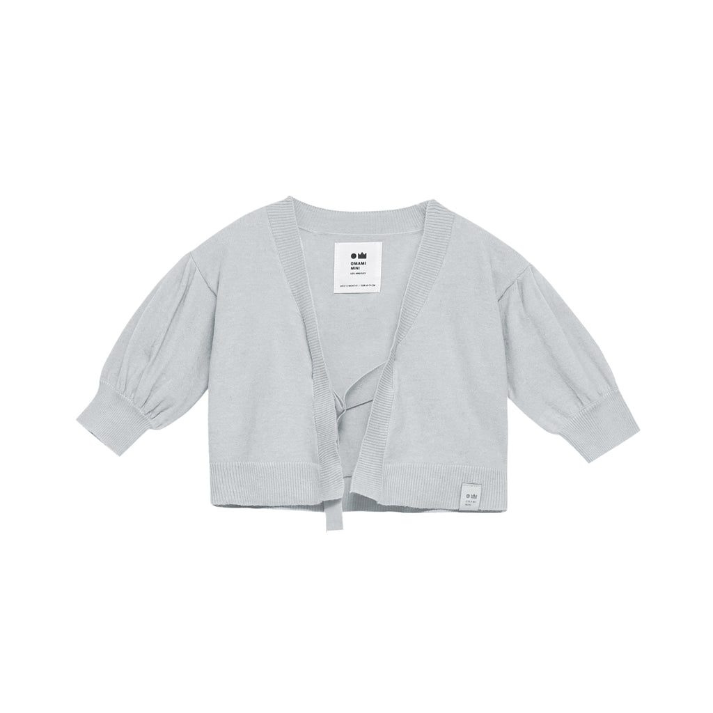 Kids Full Sleeve Cardigan in Light Grey Brushed Knit l OM682