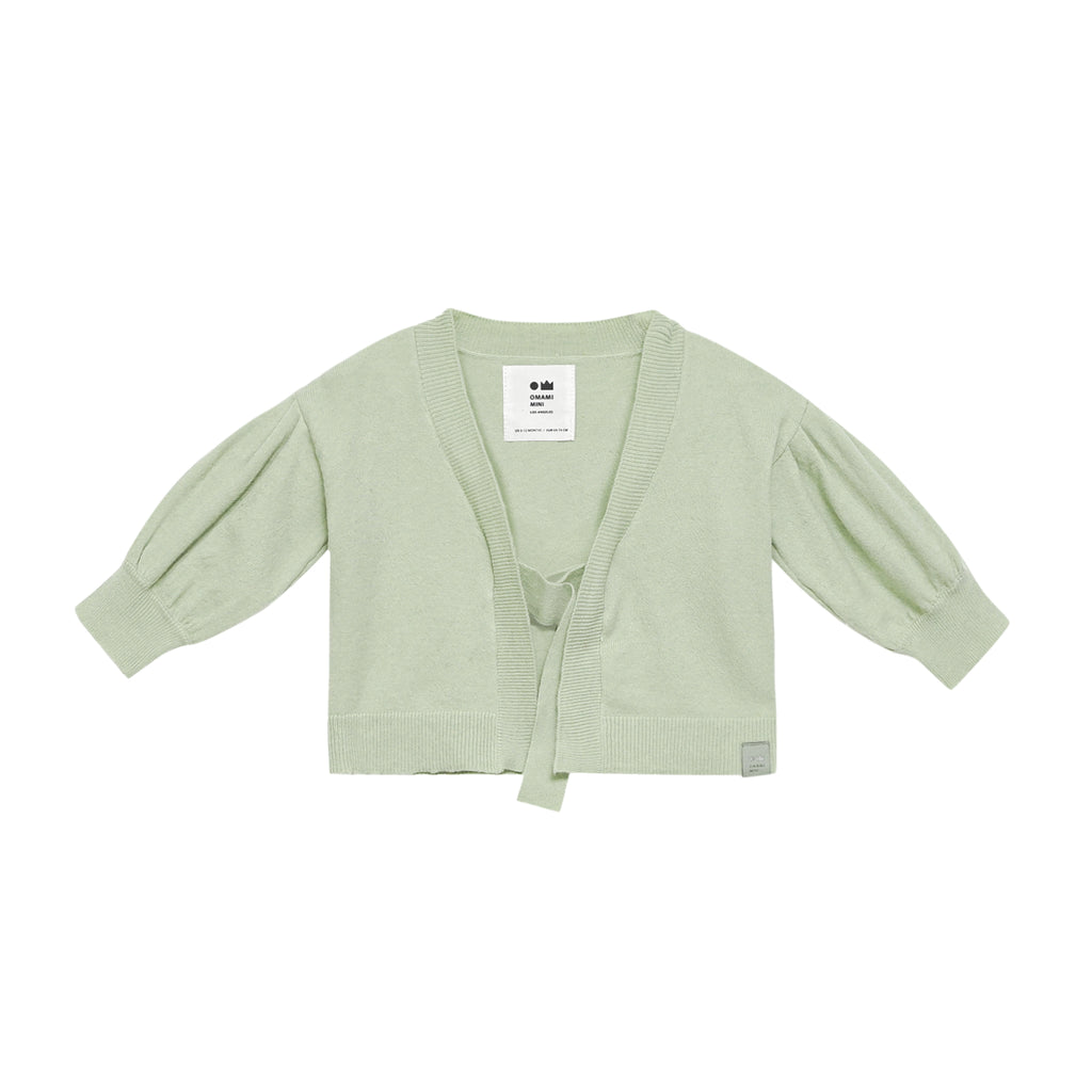 Kids Full Sleeve Cardigan - in Mint Brushed Knit l OM682