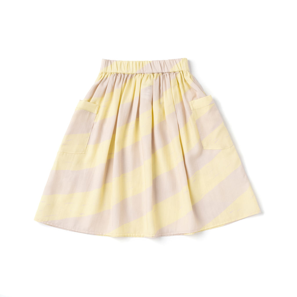 Girls Striped Skirt with Oversized Pockets | Yellow OM495