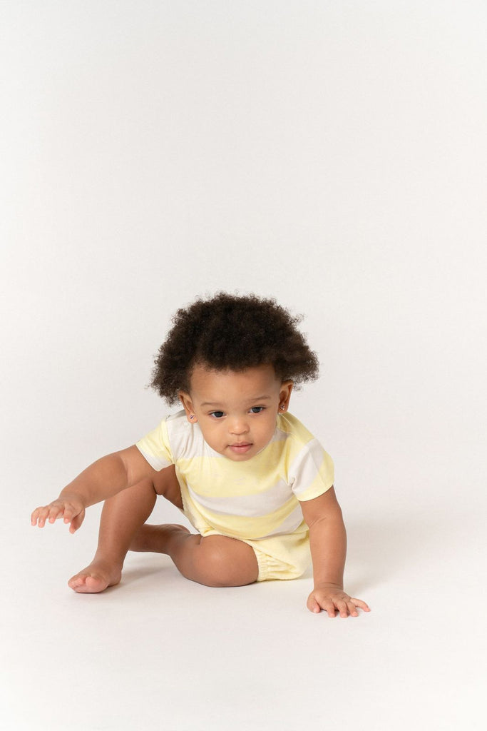 Baby Boxy T-Shirt with Stripes | Mocha OM512B