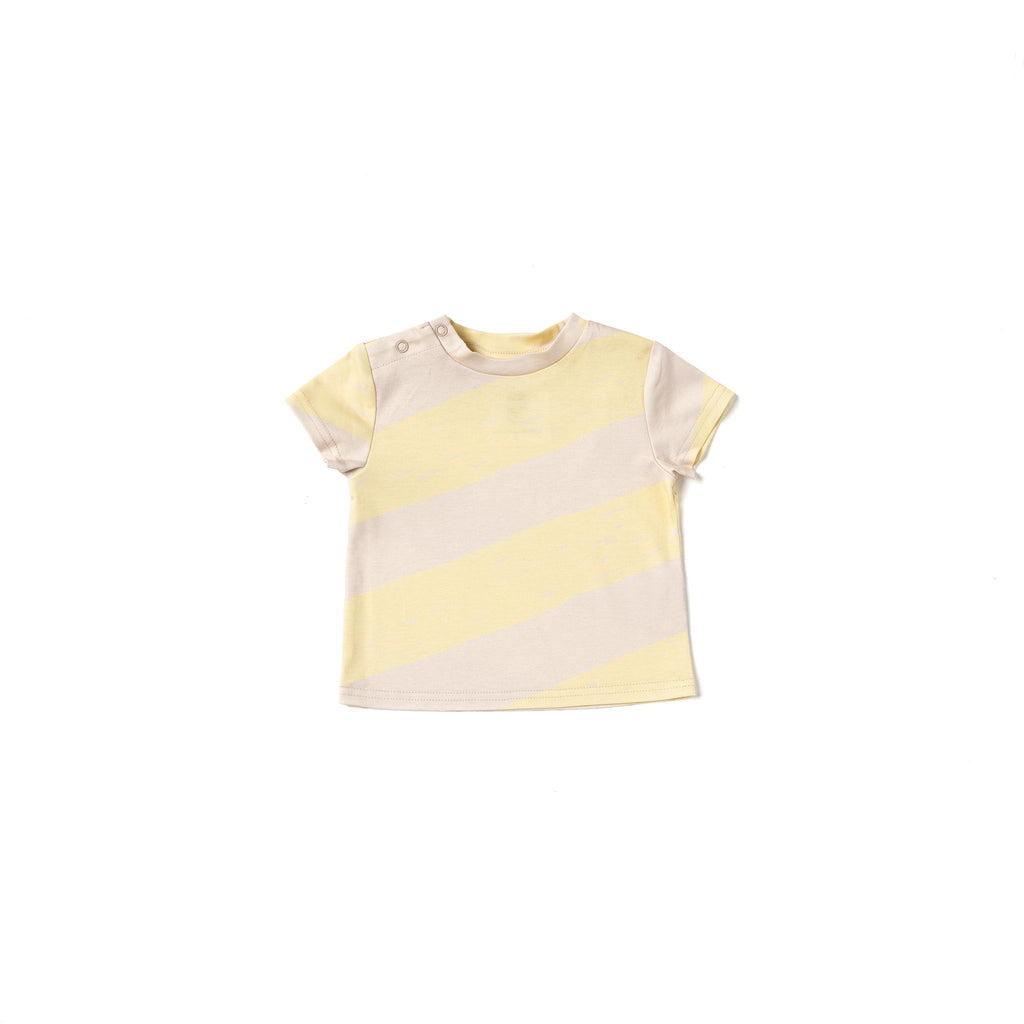Baby Boxy T-Shirt with Stripes | Yellow OM512B