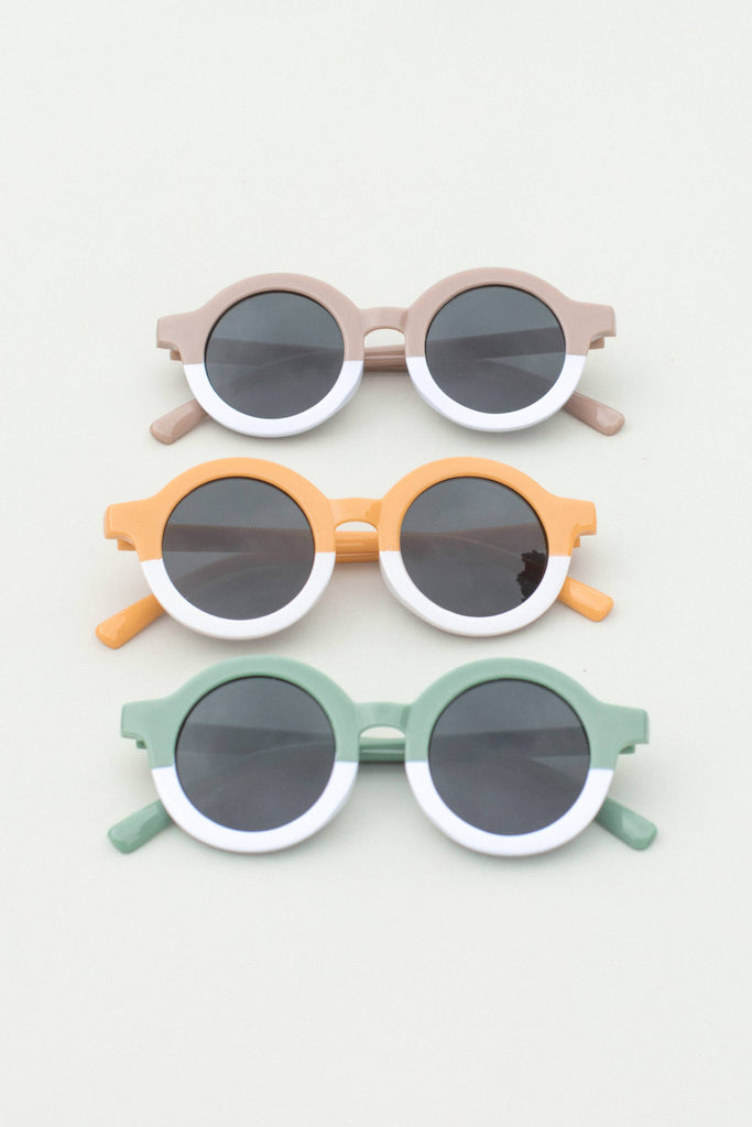 Toddler Two Tone Round Sunglasses | Taupe & White