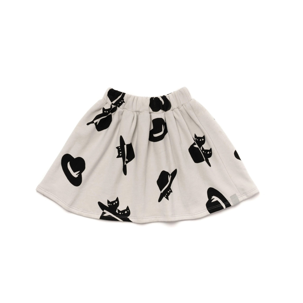Girls Terry Skirt with Cats and Hats Print | Cloud | OM391 - OMAMImini