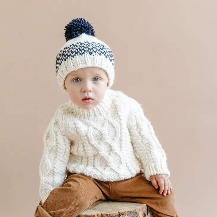 Hand Knit Kids & Baby Fisherman Sweater | Cream