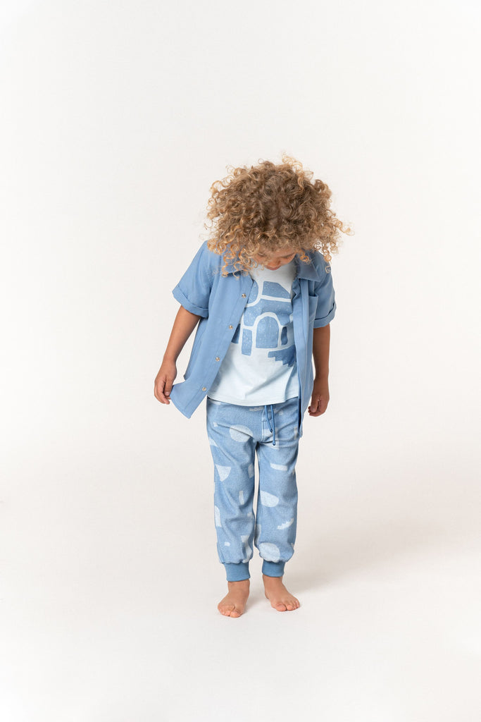 Kids Boxy T-Shirt with Geo Print | Blue OM501