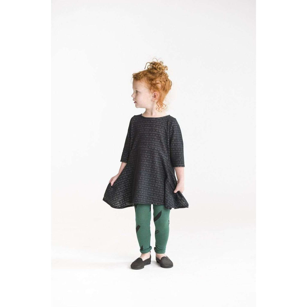 OMAMIMINI:Girls Leggings with Unfinished Print | Pine Green OM207