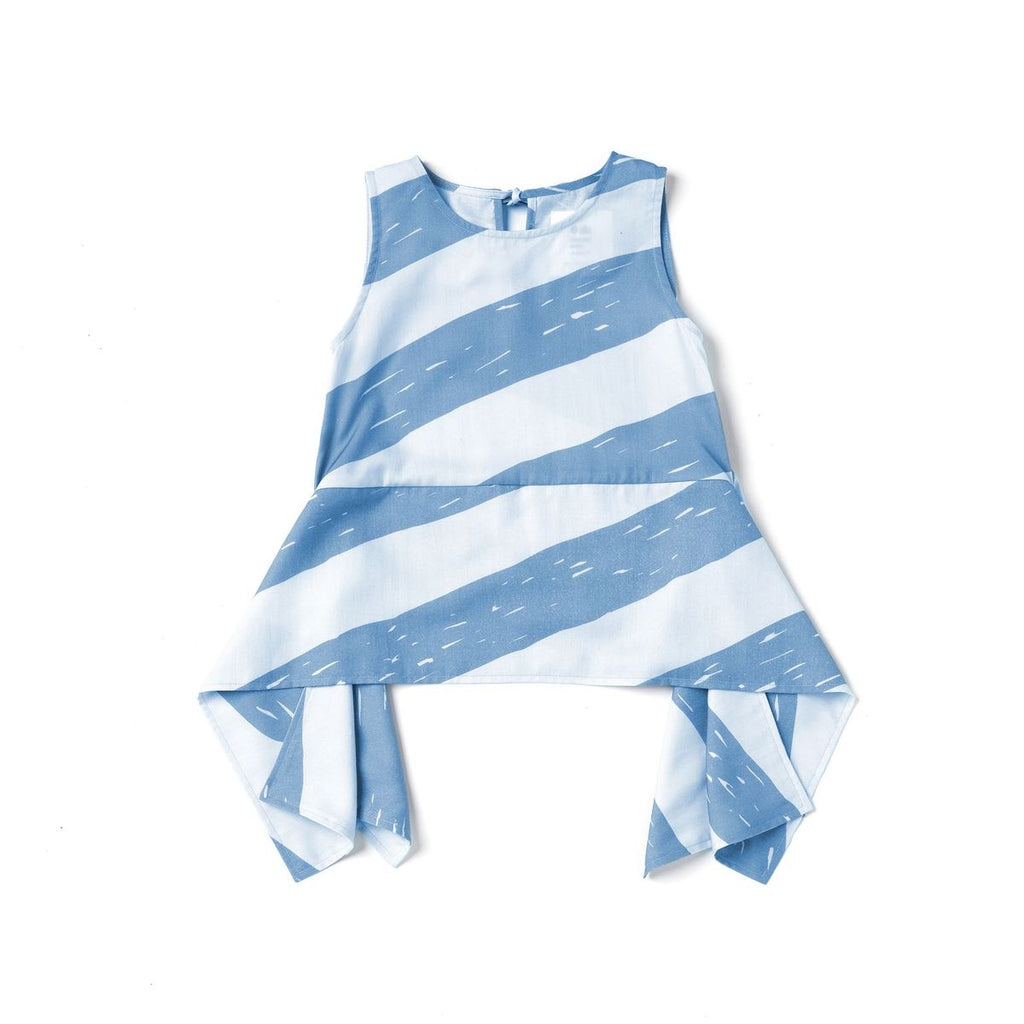 Girls Sleeveless Peplum Top with Side Tails | Blue OM492