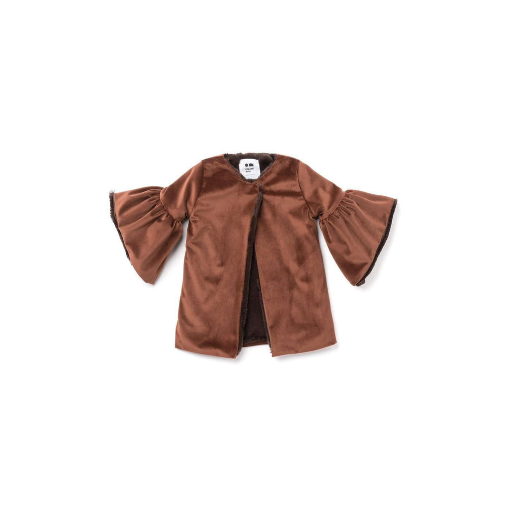 OMAMIMINI:Velvet Coat with Faux Fur Lining | Brown OM304